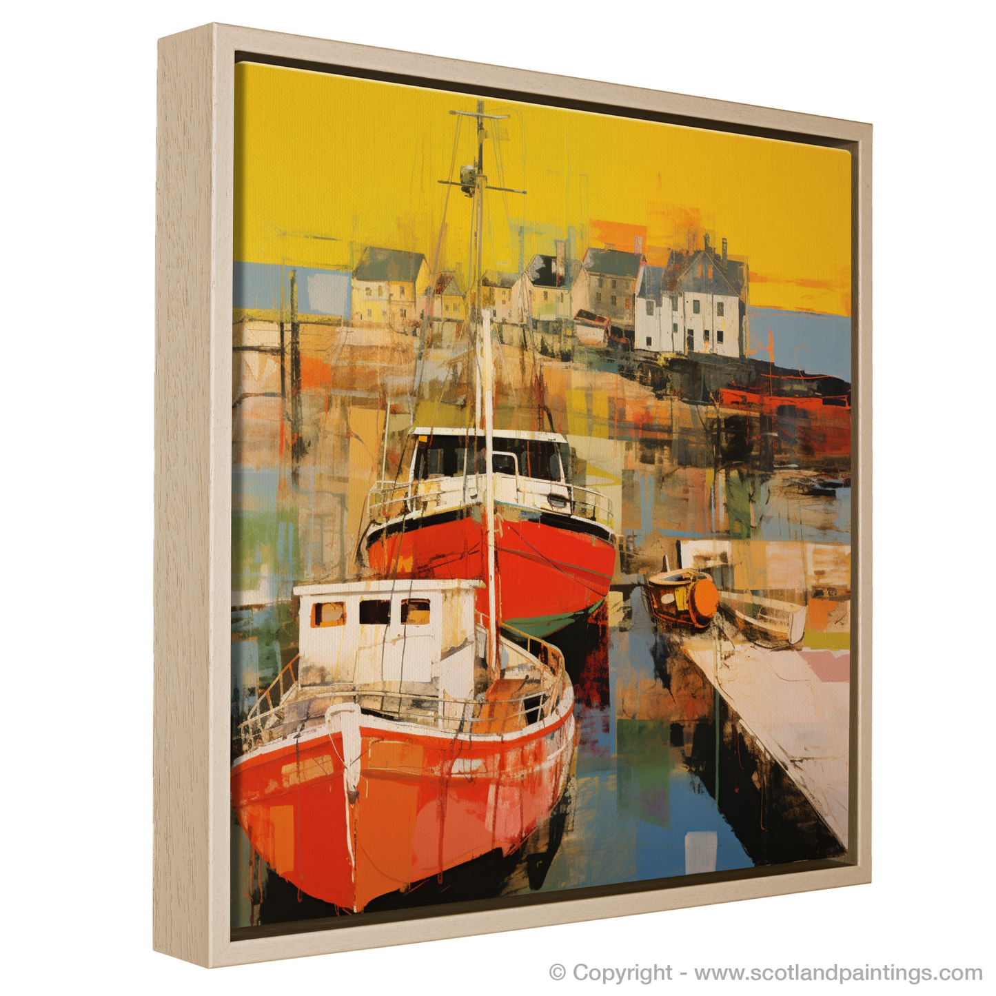 Golden Hour at Dunbar Harbour: A Pop Art Ode to Scottish Seascapes