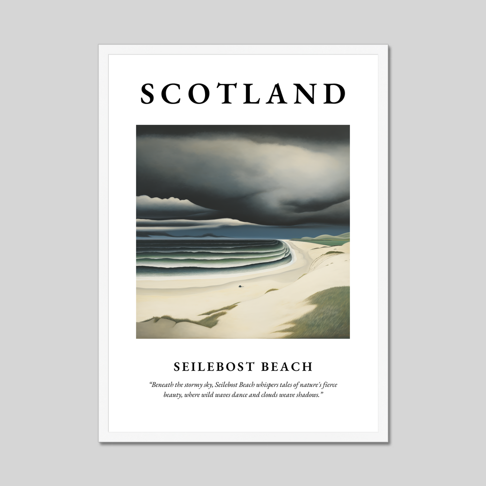 Poster in a white frame with the word Scotland