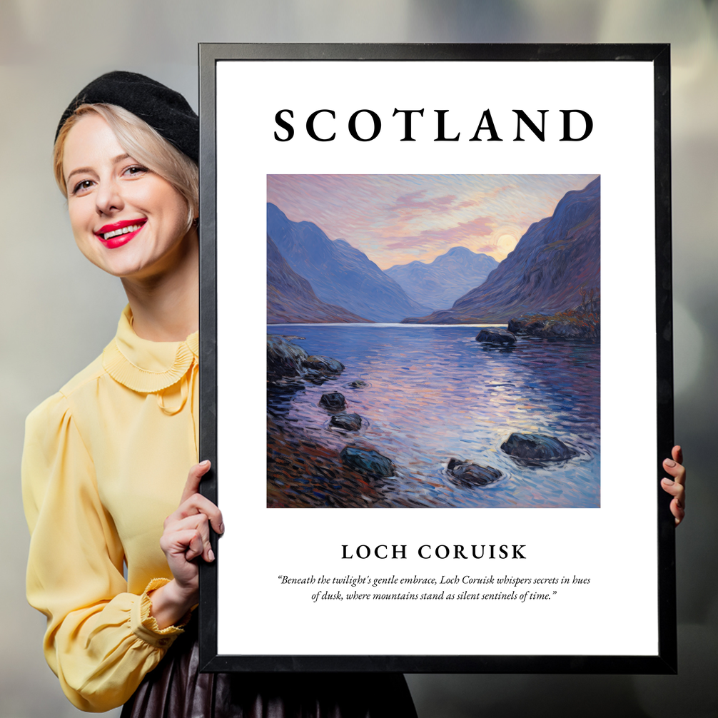 Person holding a poster of Loch Coruisk