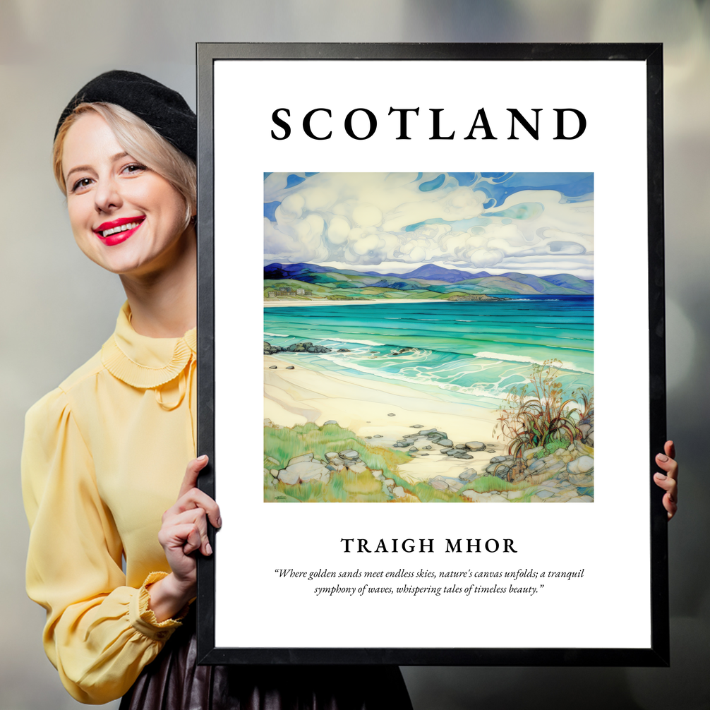 Person holding a poster of Traigh Mhor