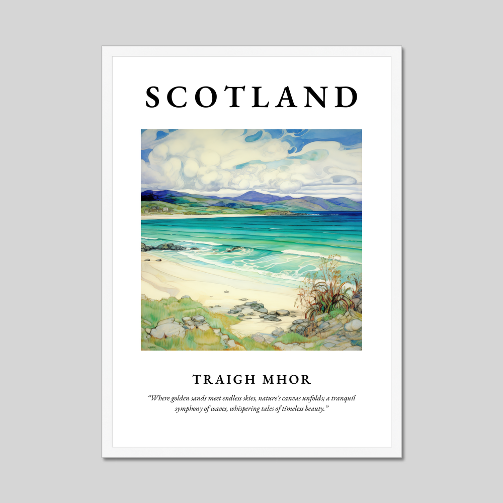 Poster in a white frame with the word Scotland