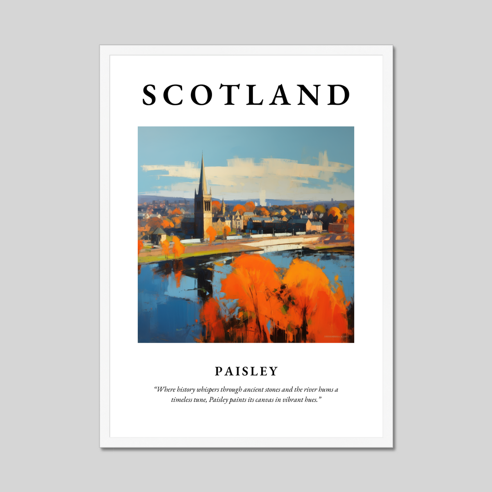 Poster in a white frame with the word Scotland