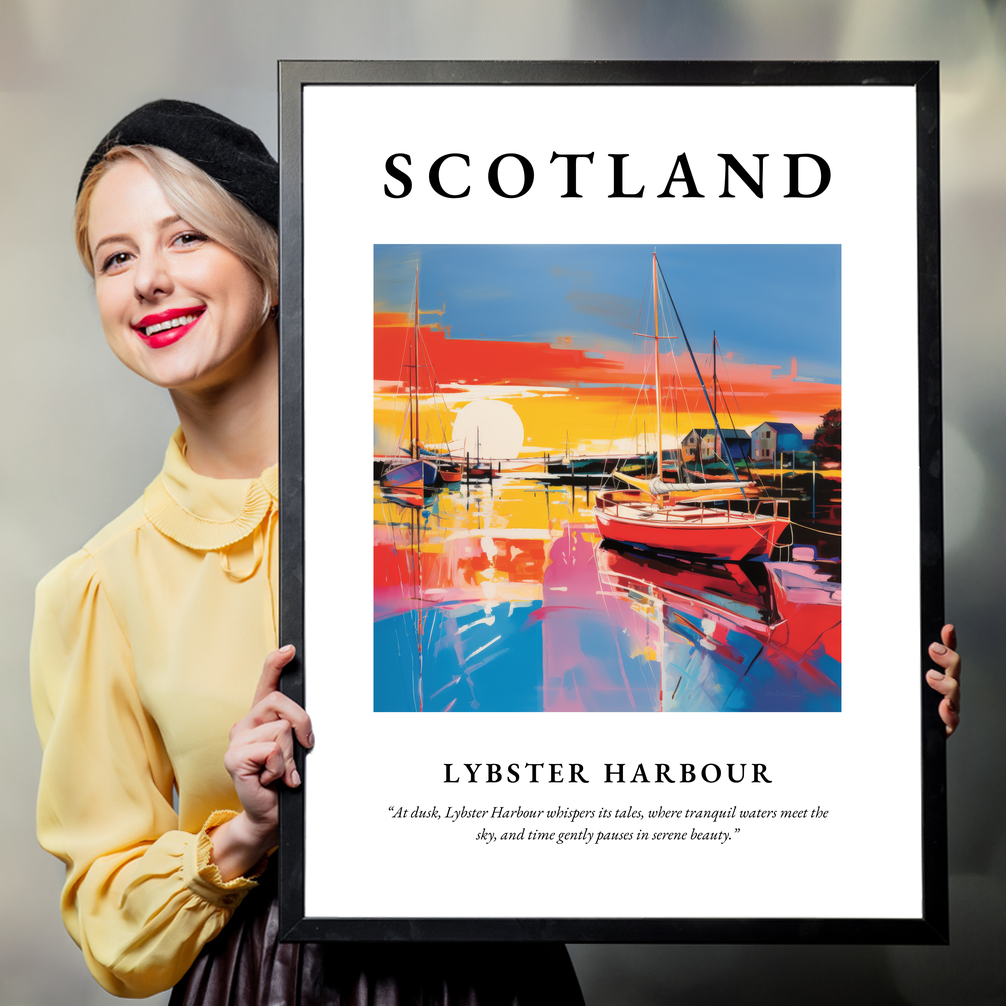 Person holding a poster of Lybster Harbour