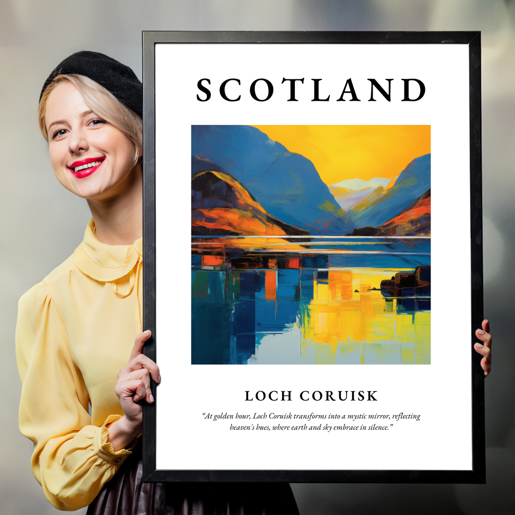 Person holding a poster of Loch Coruisk