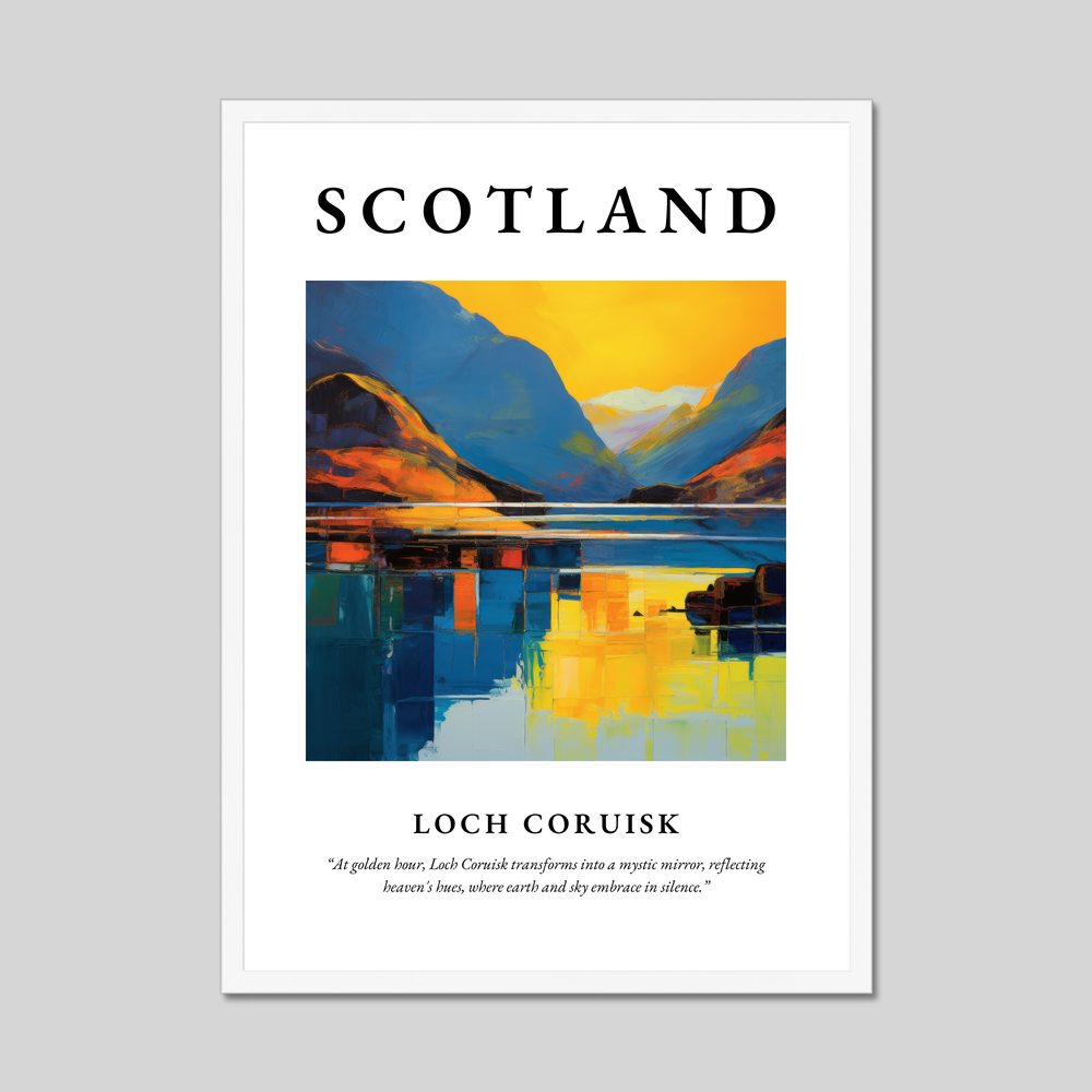 Poster in a white frame with the word Scotland