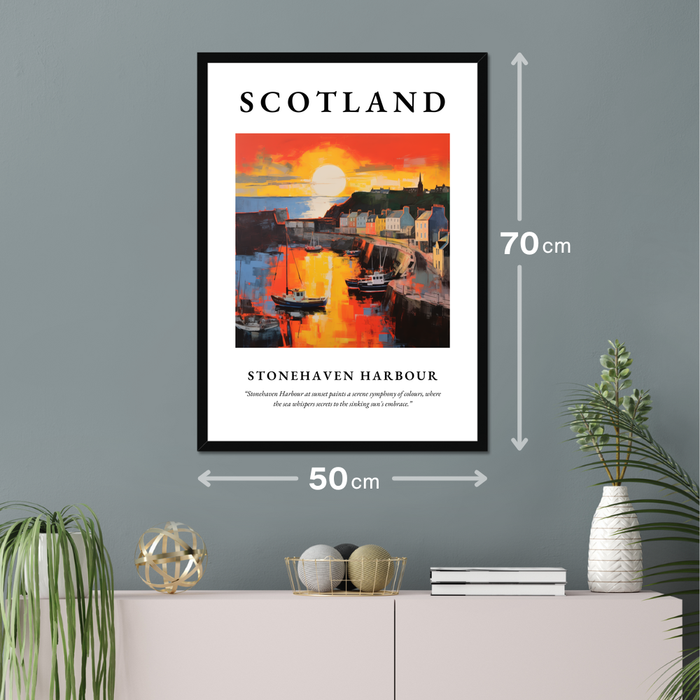 Poster of Stonehaven Harbour hanging on a wall