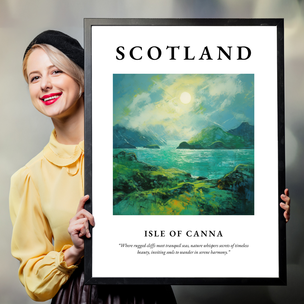 Person holding a poster of Isle of Canna