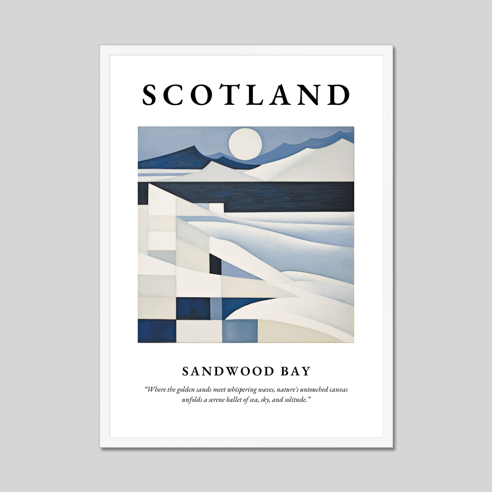 Poster in a white frame with the word Scotland