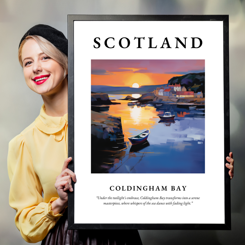 Person holding a poster of Coldingham Bay