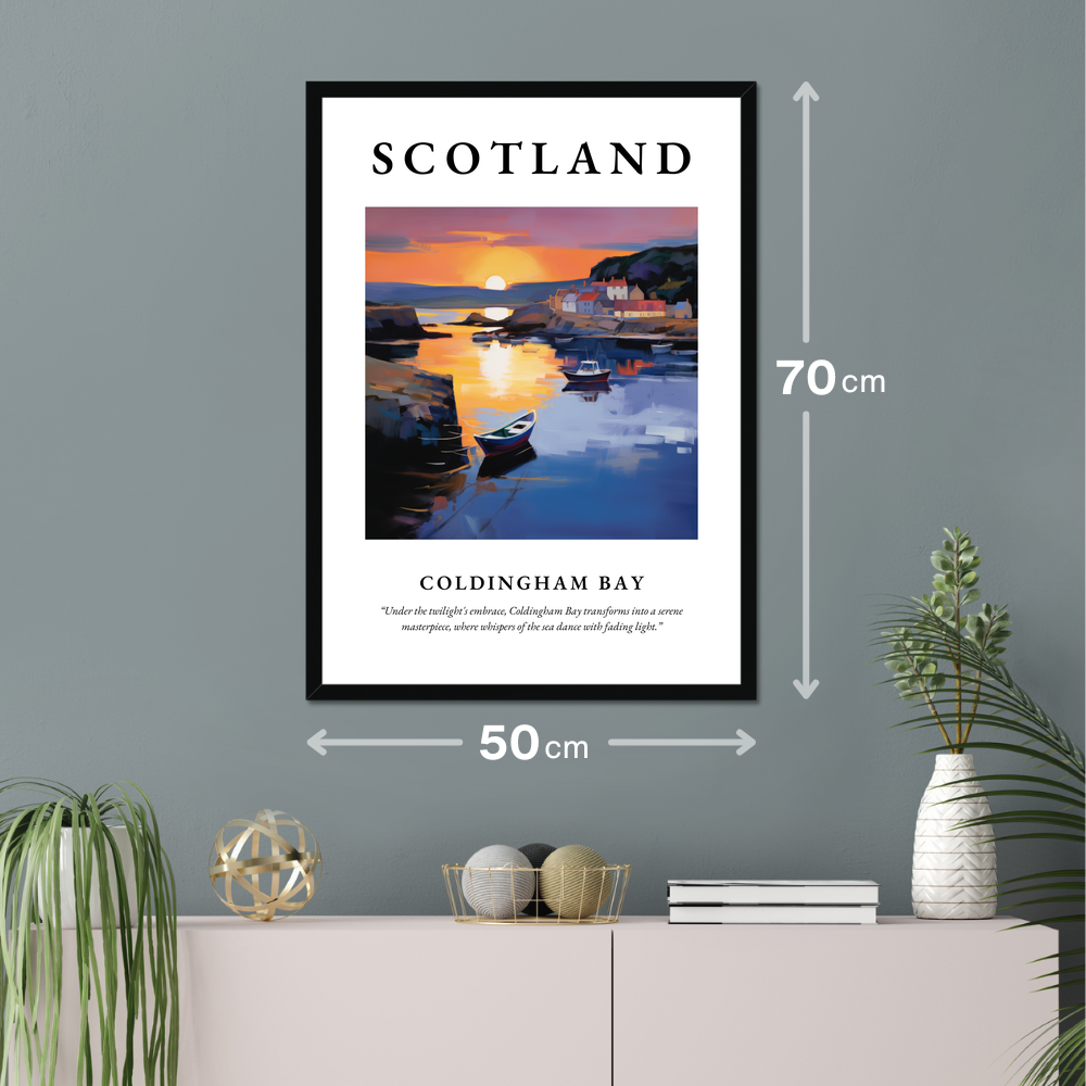 Poster of Coldingham Bay hanging on a wall