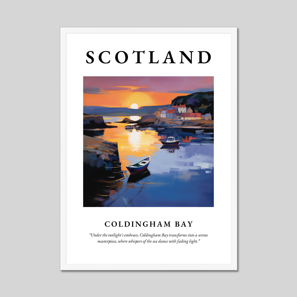 Poster in a white frame with the word Scotland