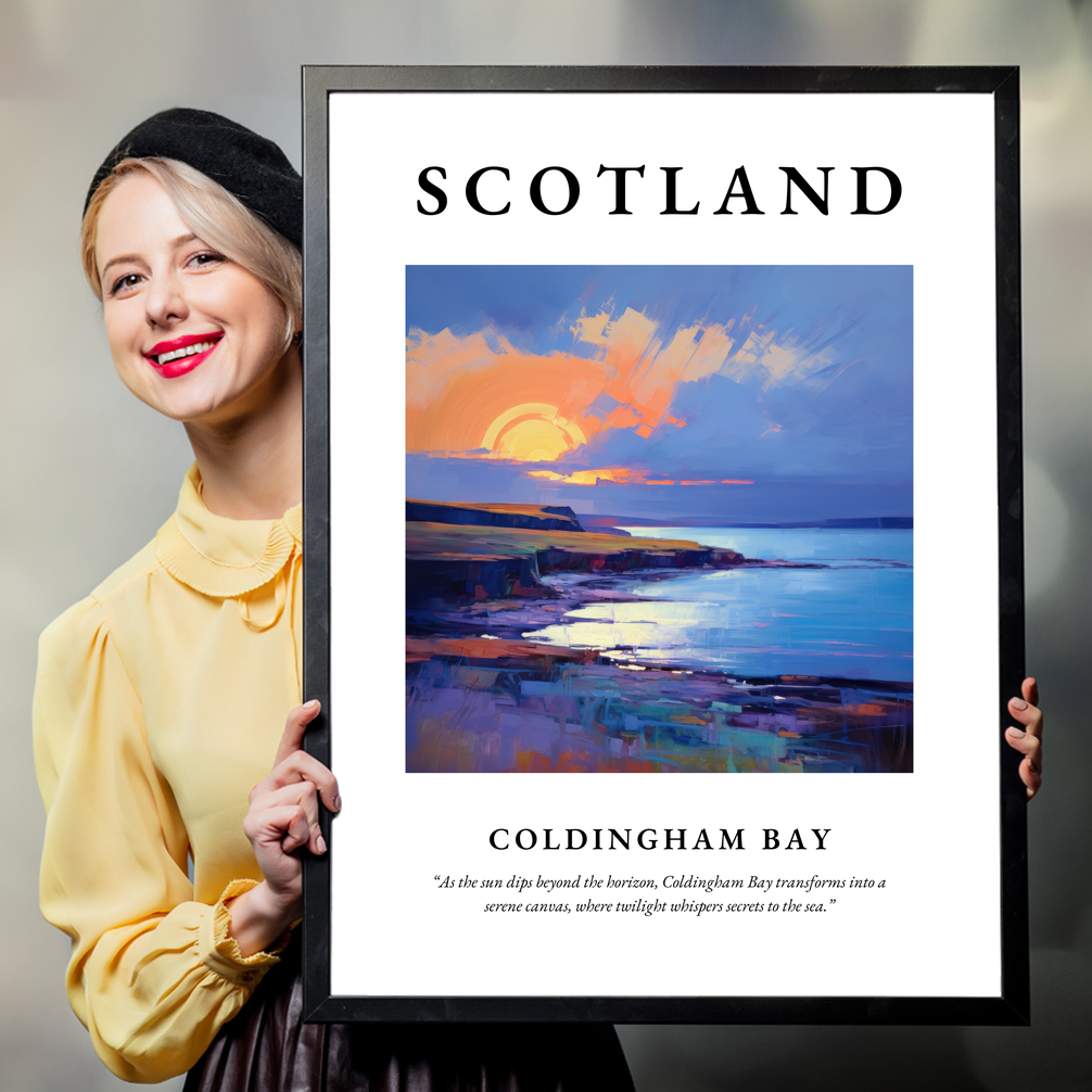 Person holding a poster of Coldingham Bay