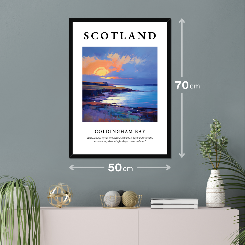 Poster of Coldingham Bay hanging on a wall