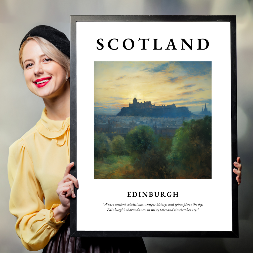 Person holding a poster of Edinburgh