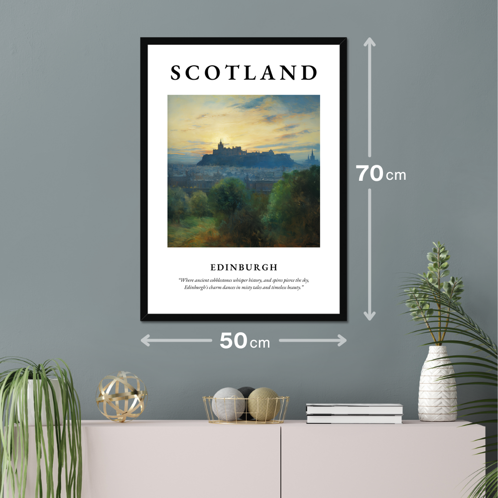 Poster of Edinburgh hanging on a wall