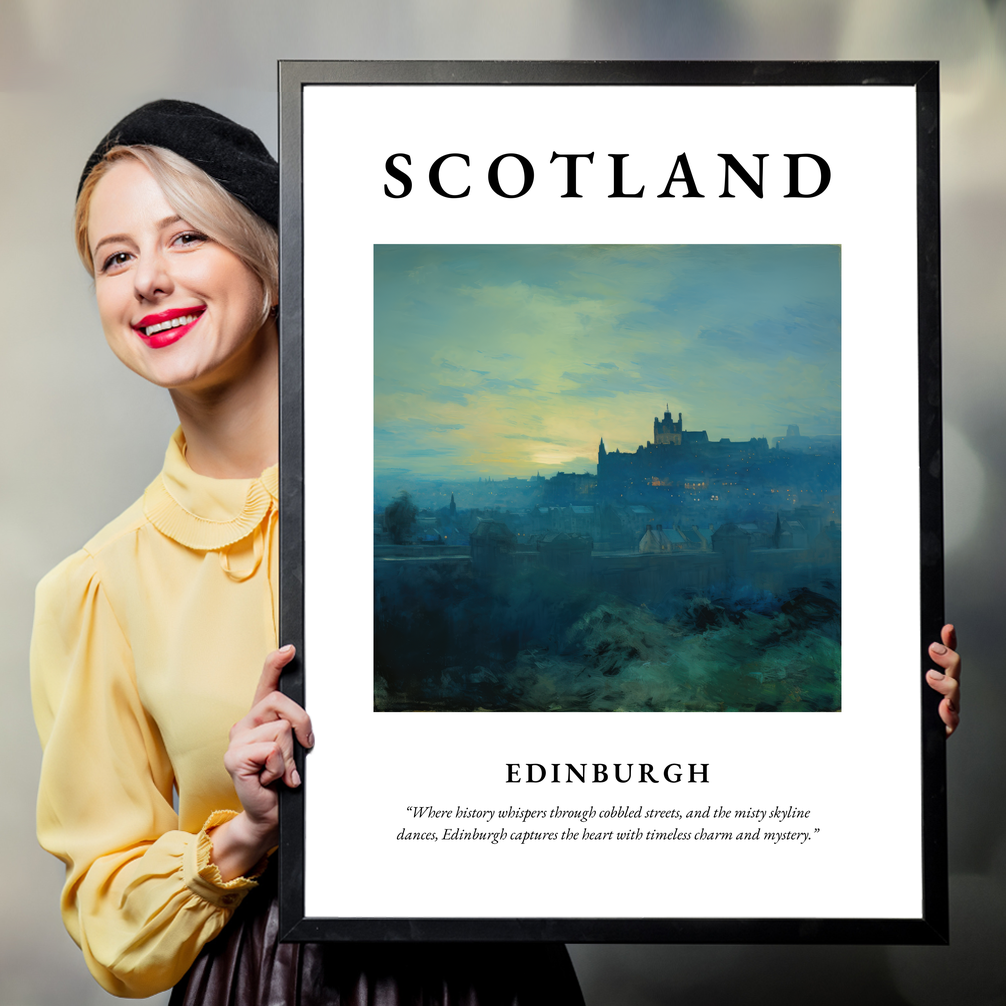 Person holding a poster of Edinburgh