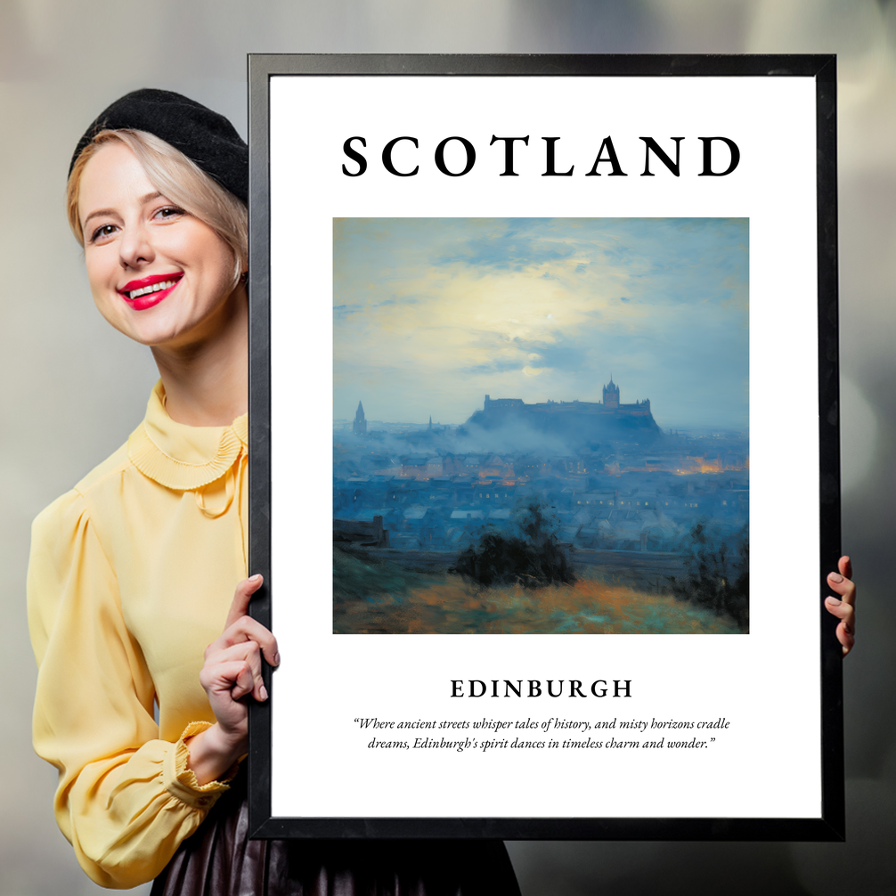 Person holding a poster of Edinburgh