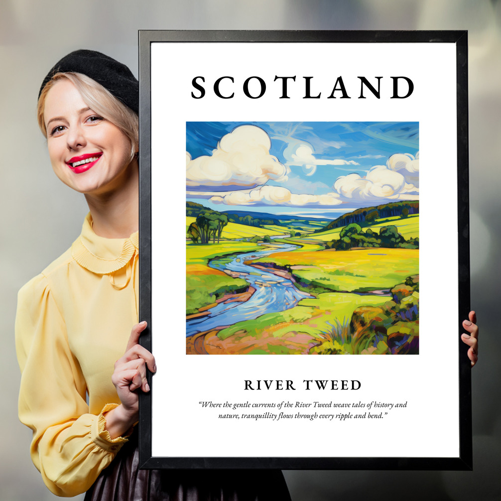 Person holding a poster of River Tweed