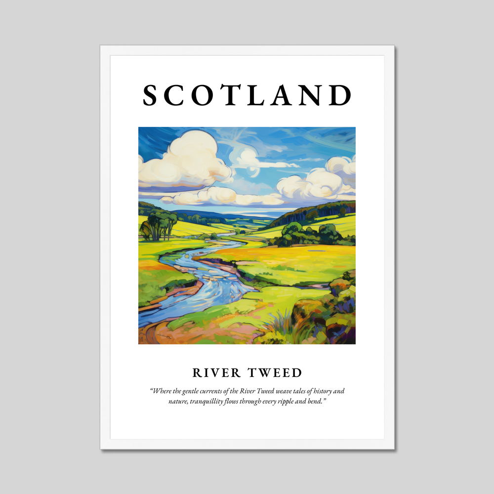 Poster in a white frame with the word Scotland