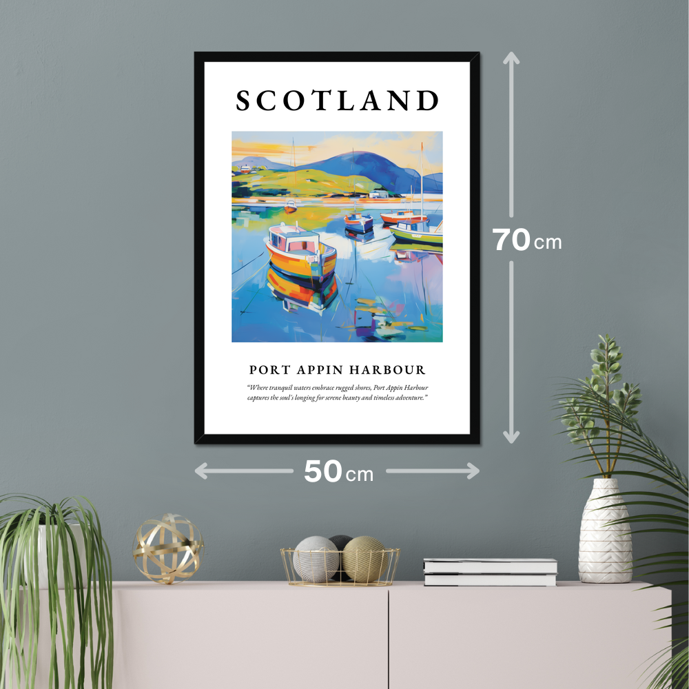 Poster of Port Appin Harbour hanging on a wall