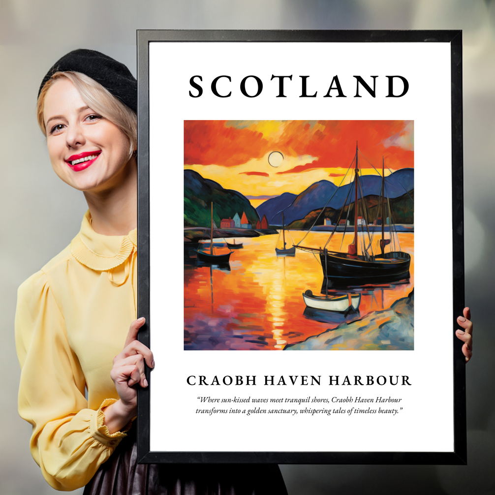 Person holding a poster of Craobh Haven Harbour