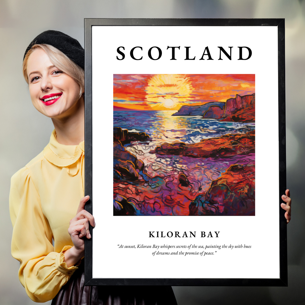 Person holding a poster of Kiloran Bay