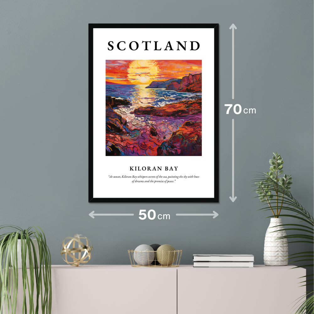 Poster of Kiloran Bay hanging on a wall