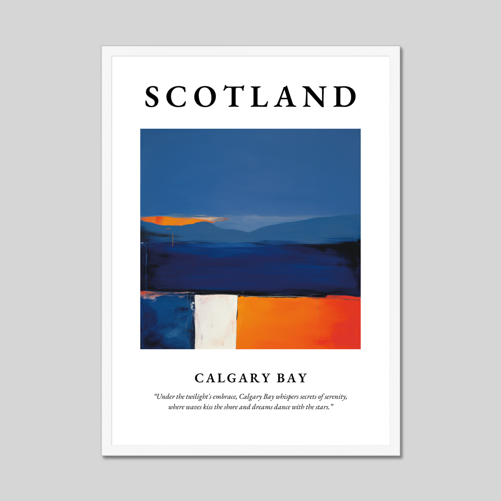 Poster in a white frame with the word Scotland