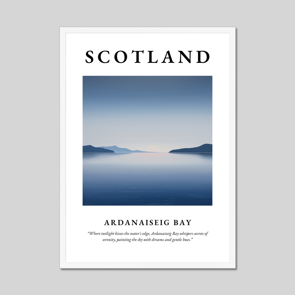 Poster in a white frame with the word Scotland