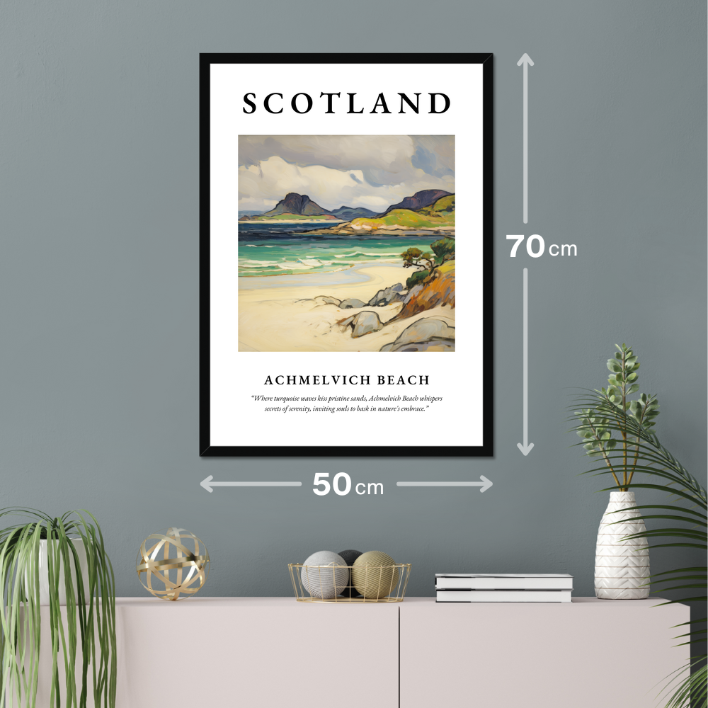 Poster of Achmelvich Beach hanging on a wall