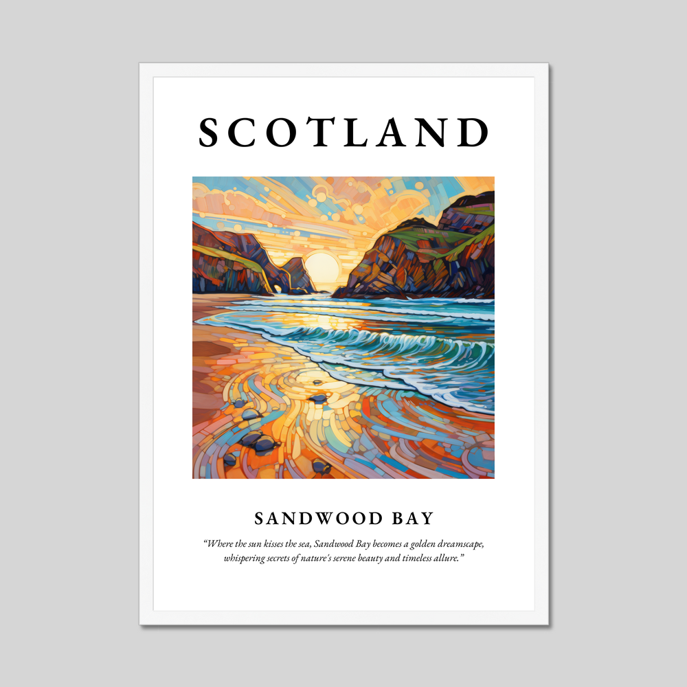 Poster in a white frame with the word Scotland