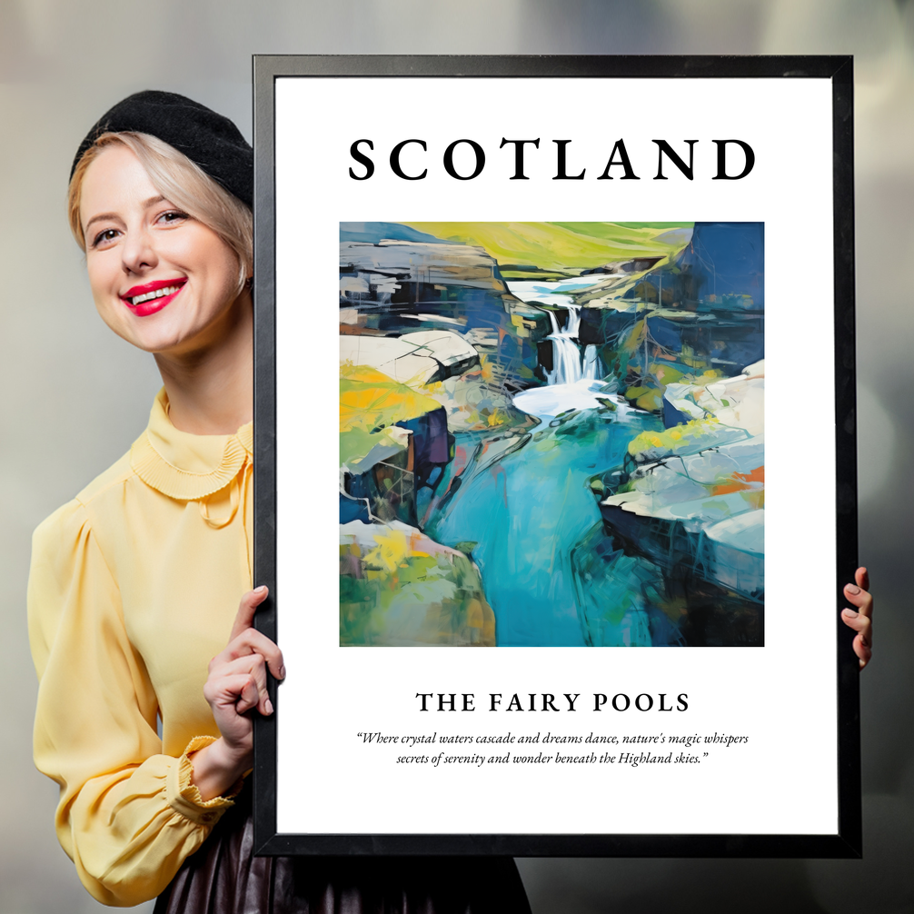 Person holding a poster of The Fairy Pools