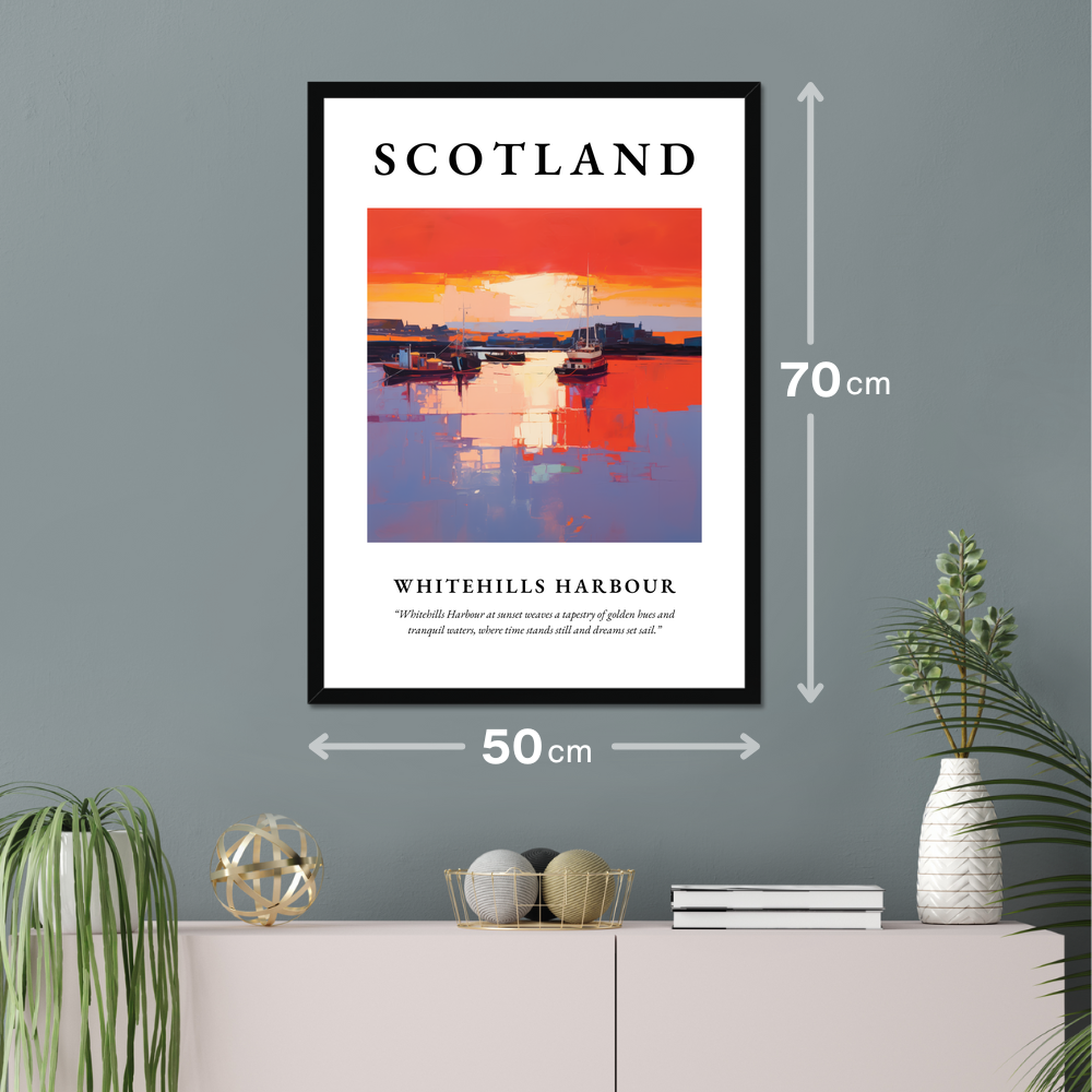 Poster of Whitehills Harbour hanging on a wall