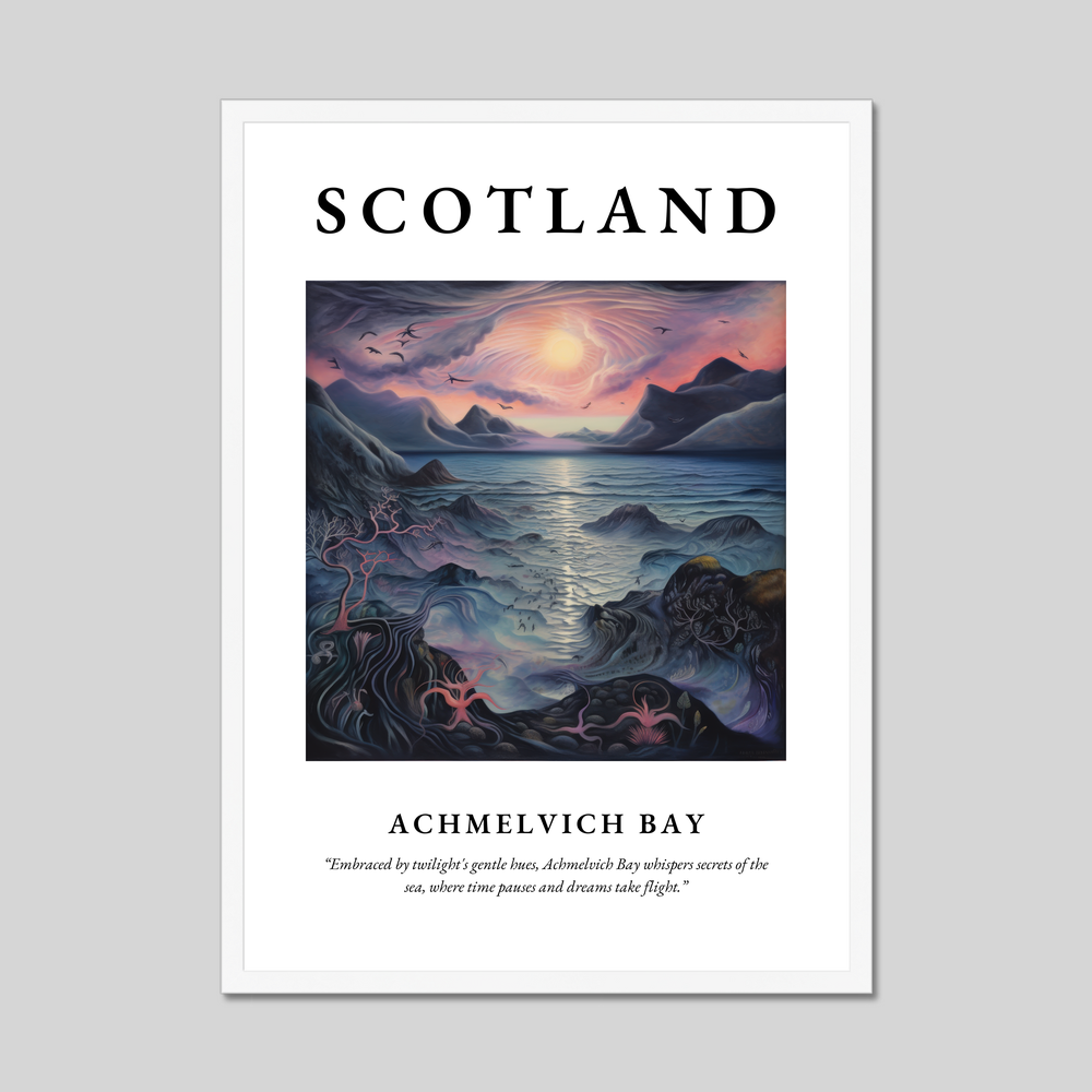 Poster in a white frame with the word Scotland