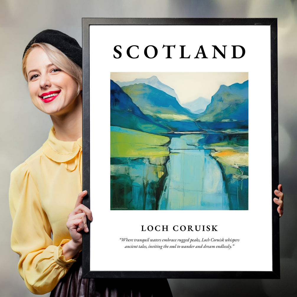 Person holding a poster of Loch Coruisk