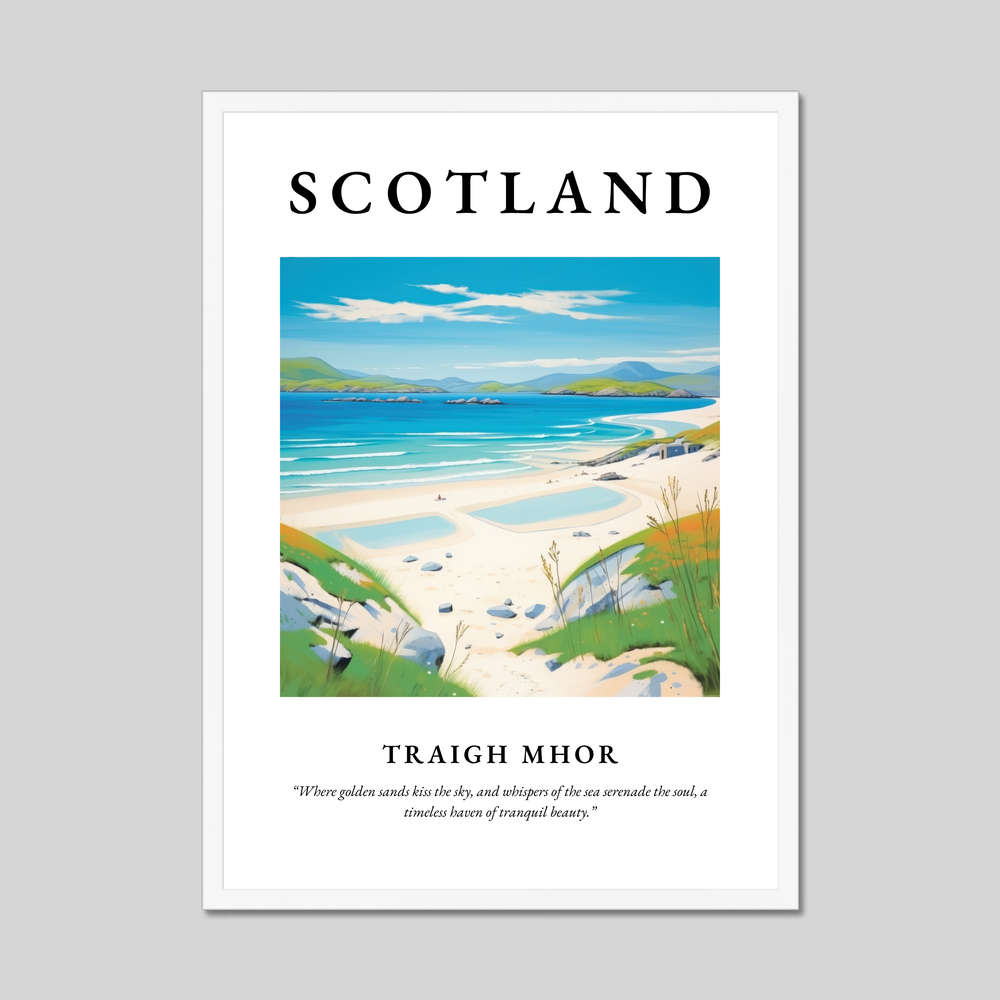 Poster in a white frame with the word Scotland