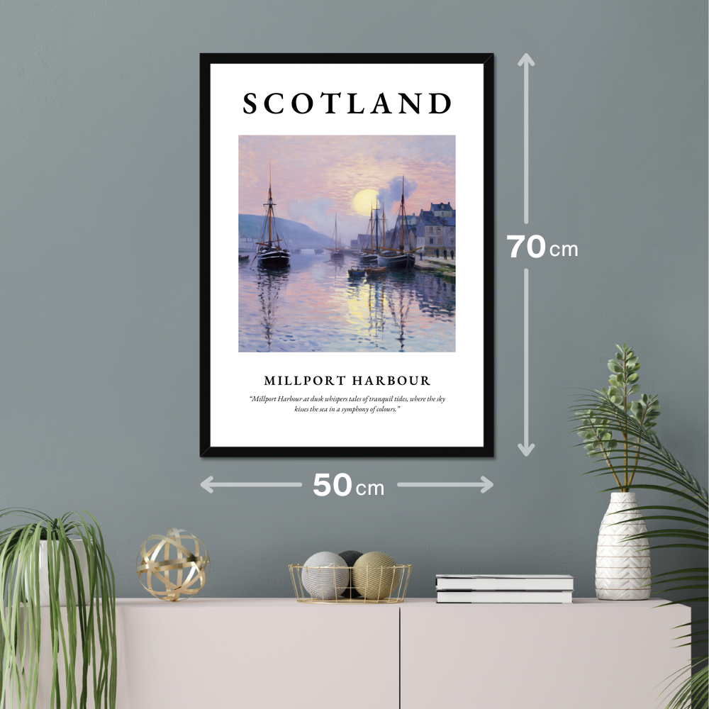 Poster of Millport Harbour hanging on a wall