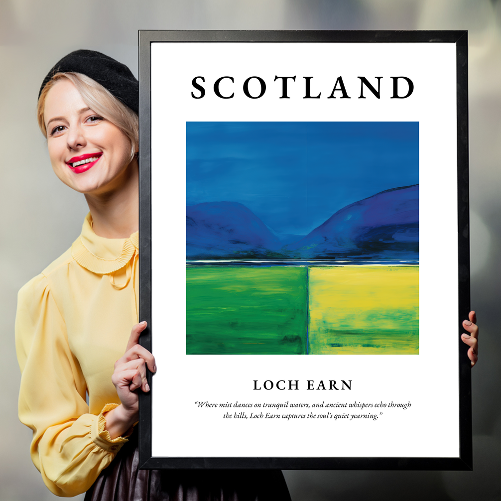 Person holding a poster of Loch Earn