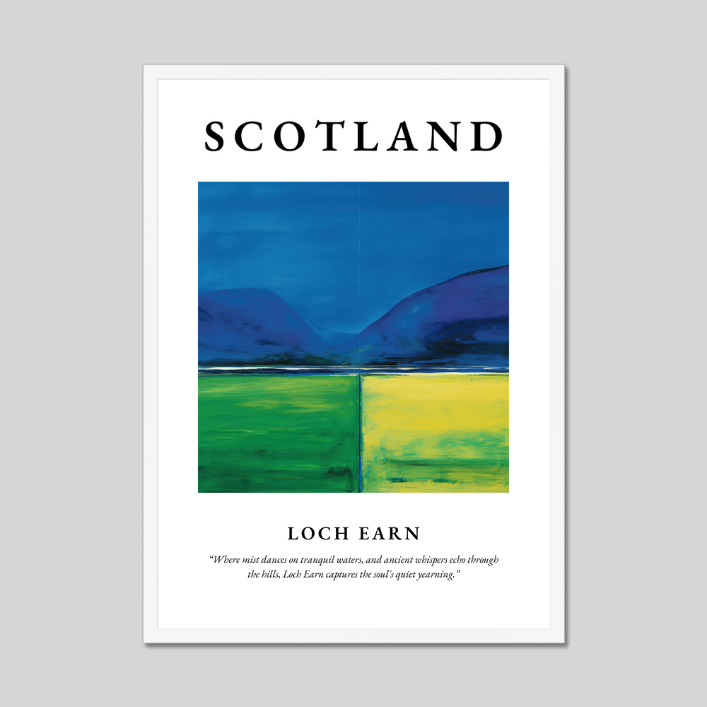 Poster in a white frame with the word Scotland