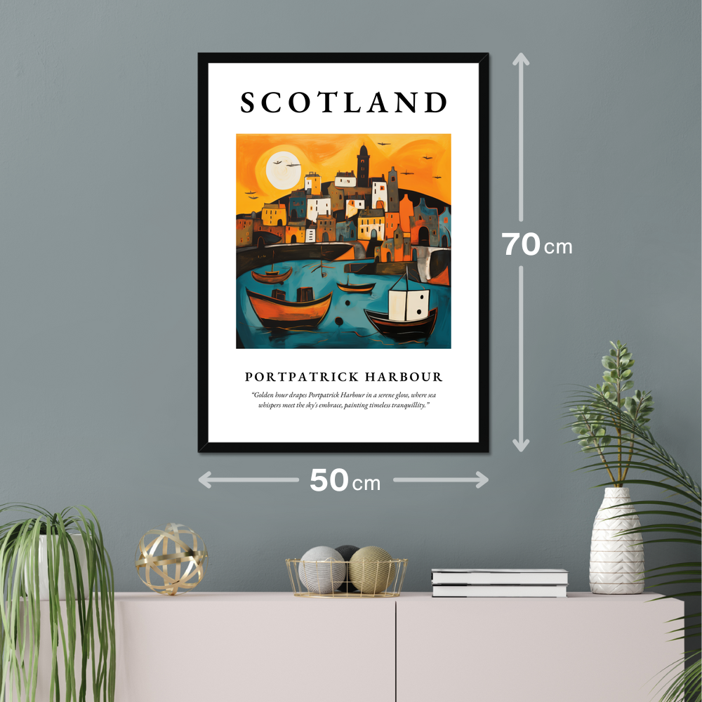 Poster of Portpatrick Harbour hanging on a wall