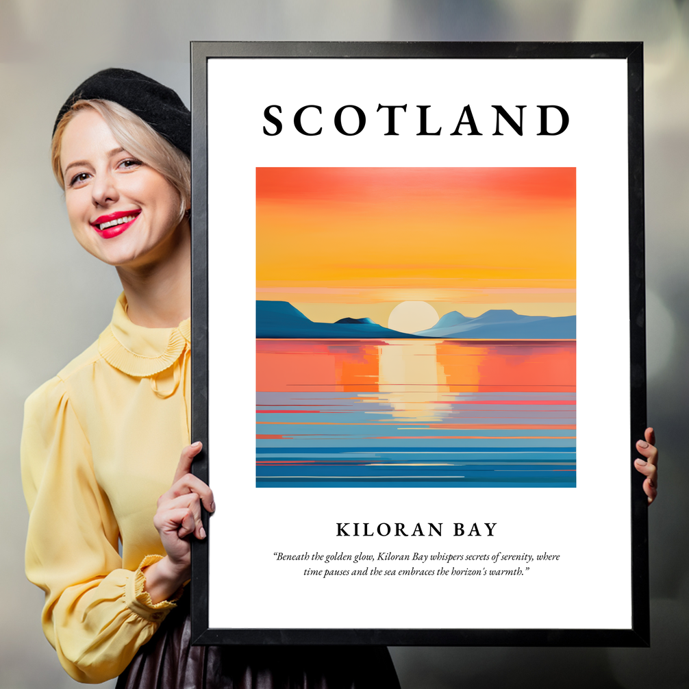 Person holding a poster of Kiloran Bay