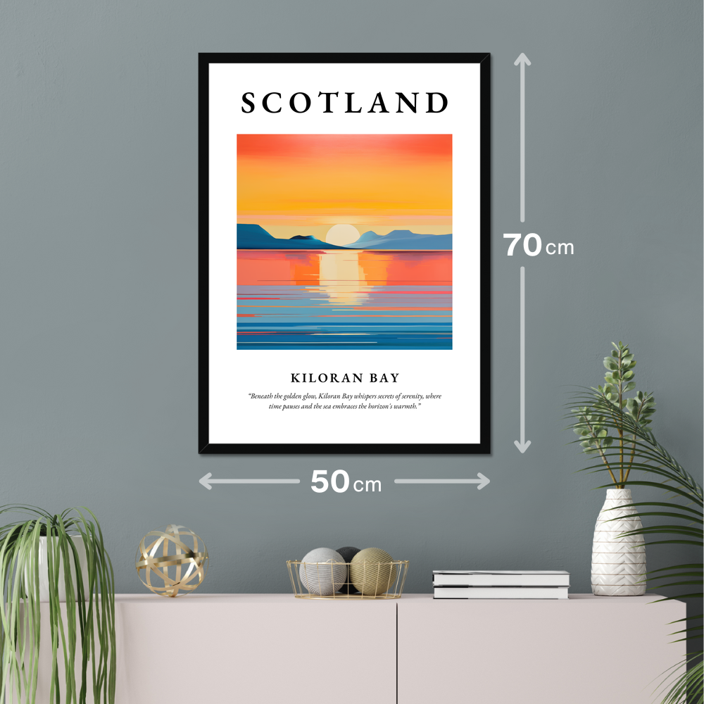 Poster of Kiloran Bay hanging on a wall