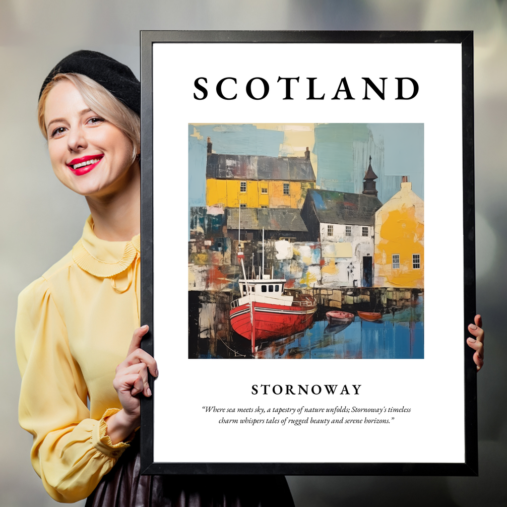 Person holding a poster of Stornoway