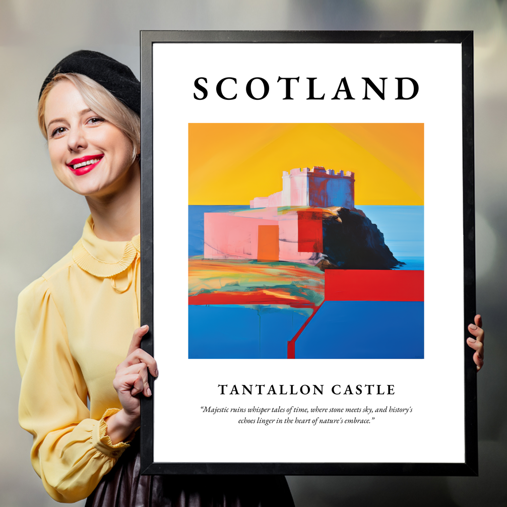 Person holding a poster of Tantallon Castle