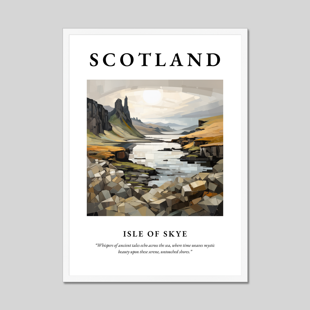 Poster in a white frame with the word Scotland