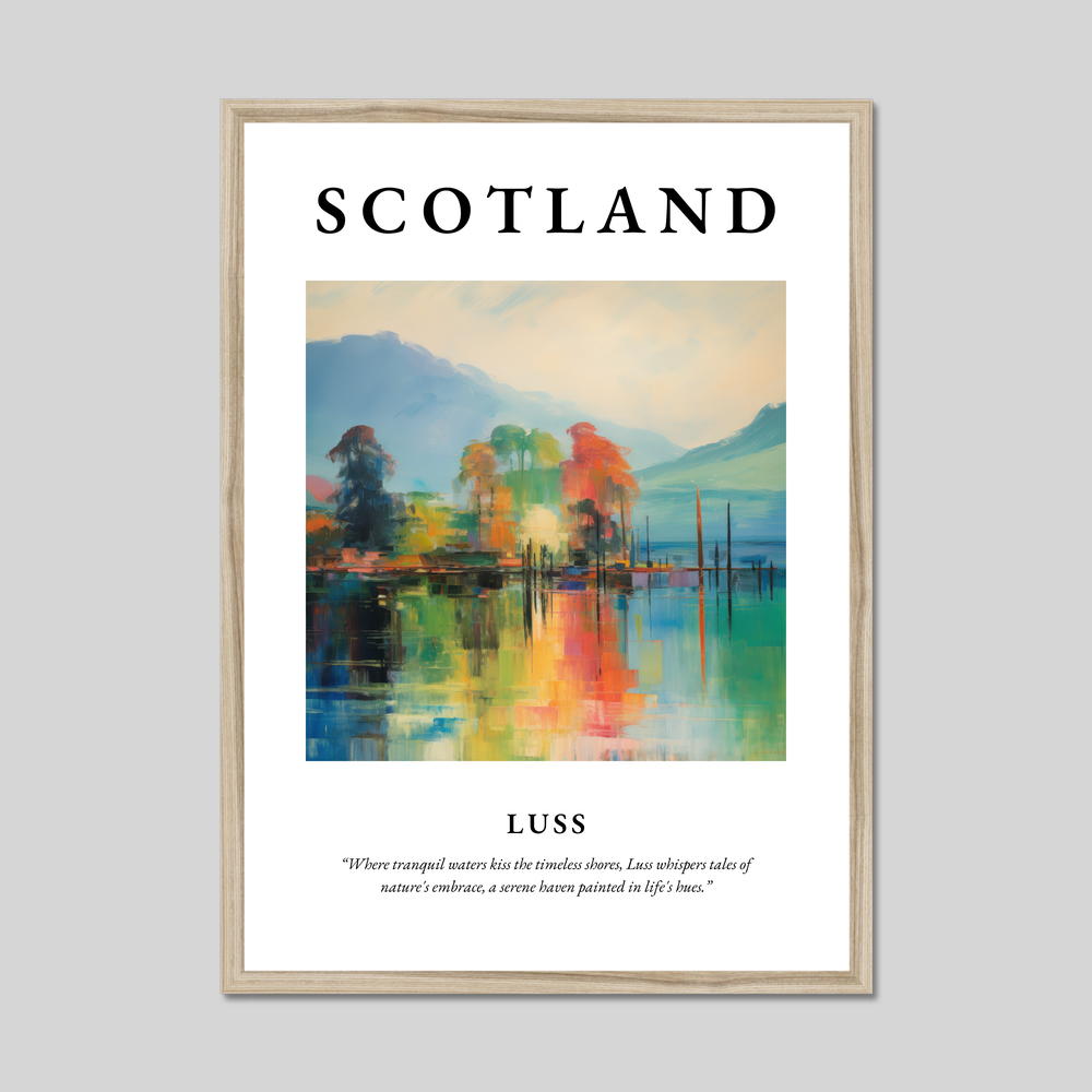 Poster in a natural frame with the word Scotland