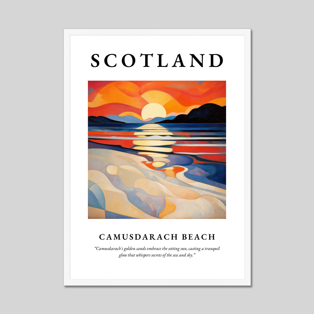 Poster in a white frame with the word Scotland