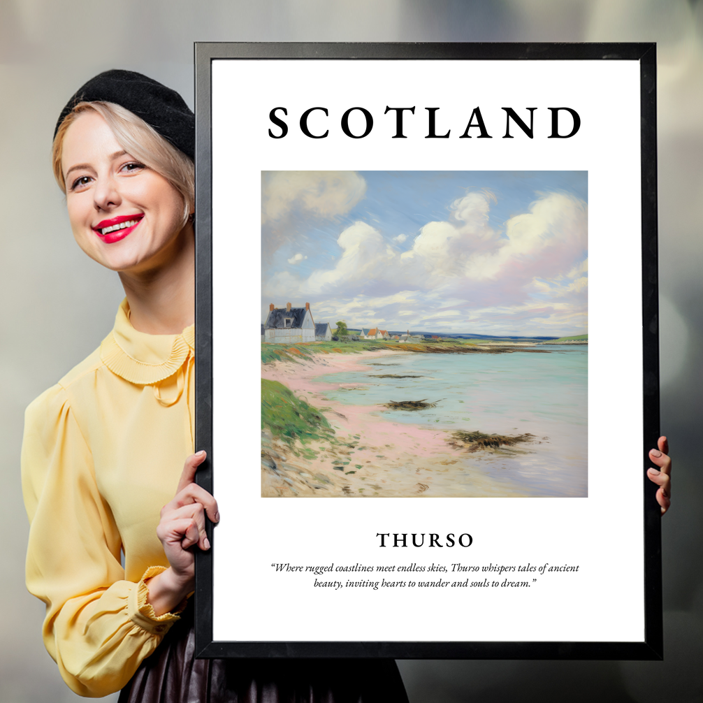 Person holding a poster of Thurso