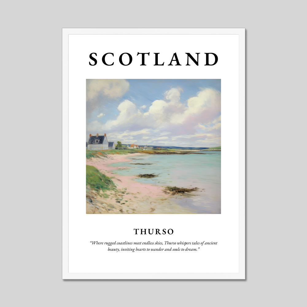 Poster in a white frame with the word Scotland