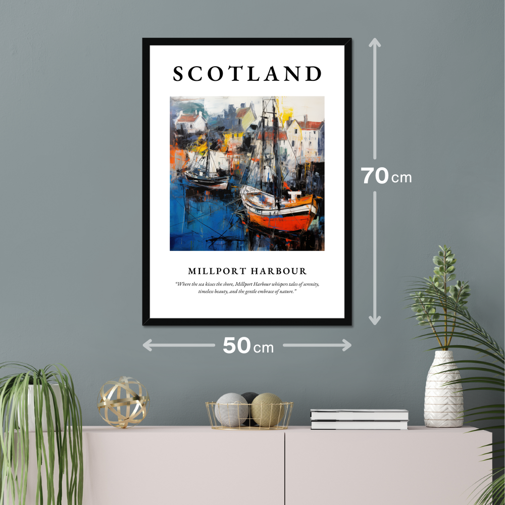 Poster of Millport Harbour hanging on a wall